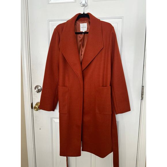 Avec Les Filles Coat Women's Size XL Rust Brown Long Sleeve Belted Wrap Coat - Picture 5 of 12